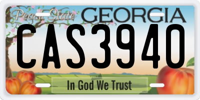 GA license plate CAS3940