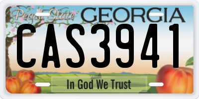 GA license plate CAS3941