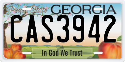 GA license plate CAS3942