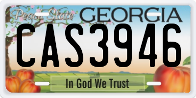 GA license plate CAS3946