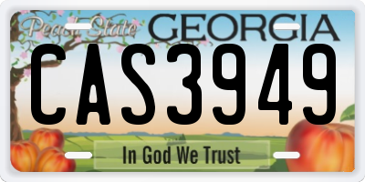 GA license plate CAS3949
