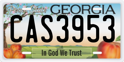 GA license plate CAS3953