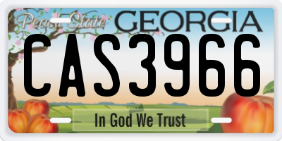 GA license plate CAS3966