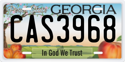 GA license plate CAS3968