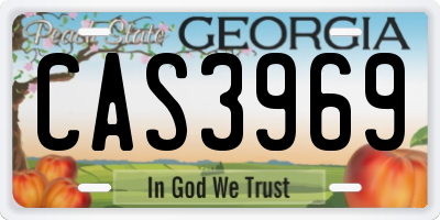 GA license plate CAS3969