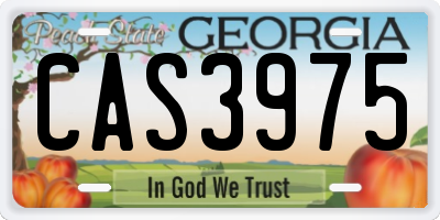 GA license plate CAS3975