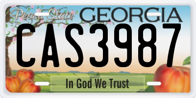 GA license plate CAS3987