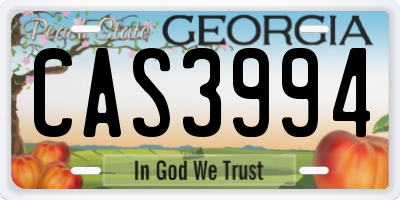 GA license plate CAS3994