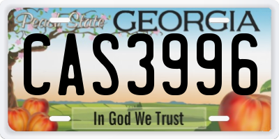 GA license plate CAS3996