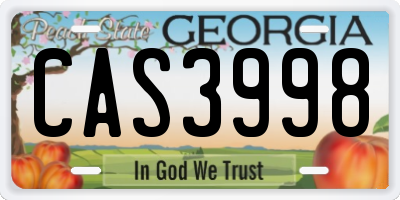 GA license plate CAS3998