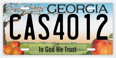 GA license plate CAS4012