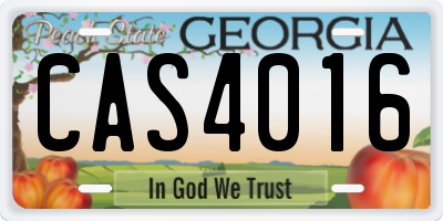 GA license plate CAS4016