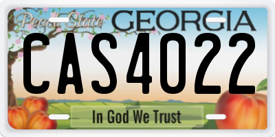 GA license plate CAS4022