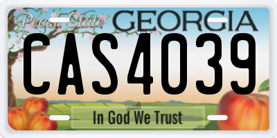 GA license plate CAS4039