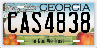 GA license plate CAS4838
