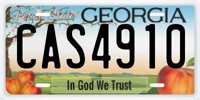GA license plate CAS4910