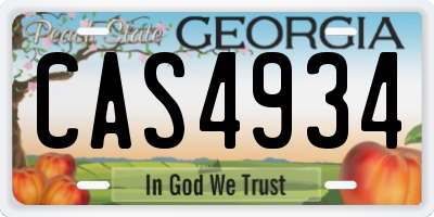 GA license plate CAS4934