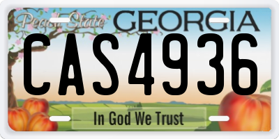 GA license plate CAS4936