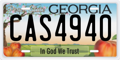 GA license plate CAS4940