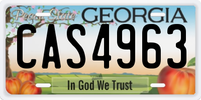 GA license plate CAS4963