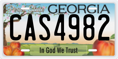 GA license plate CAS4982