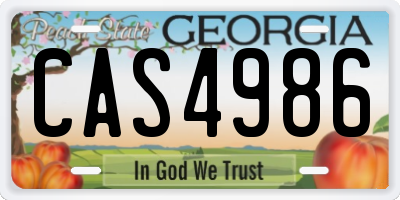 GA license plate CAS4986