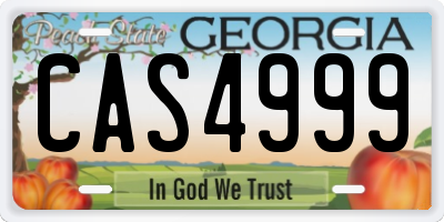 GA license plate CAS4999