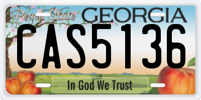 GA license plate CAS5136