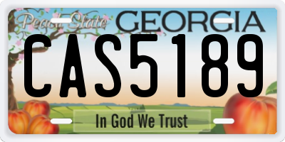 GA license plate CAS5189