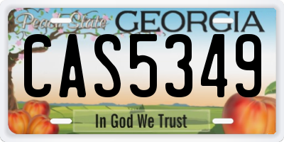 GA license plate CAS5349