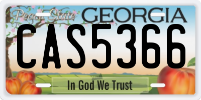GA license plate CAS5366