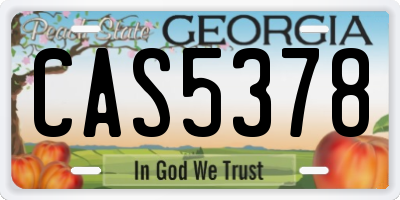 GA license plate CAS5378