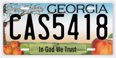 GA license plate CAS5418