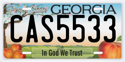 GA license plate CAS5533