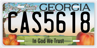 GA license plate CAS5618