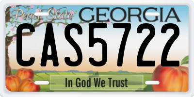 GA license plate CAS5722