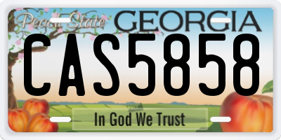 GA license plate CAS5858