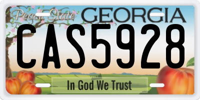 GA license plate CAS5928