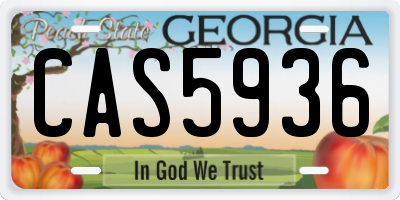 GA license plate CAS5936