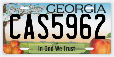 GA license plate CAS5962