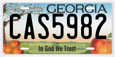 GA license plate CAS5982