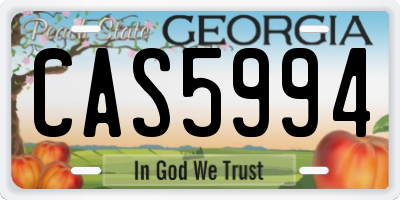 GA license plate CAS5994