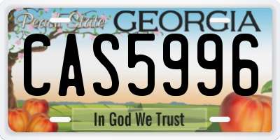 GA license plate CAS5996