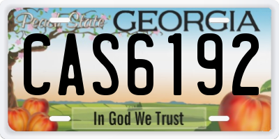 GA license plate CAS6192