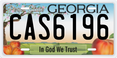 GA license plate CAS6196