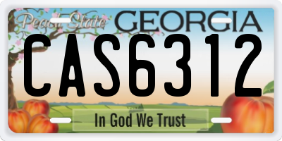 GA license plate CAS6312