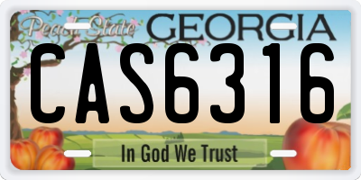 GA license plate CAS6316