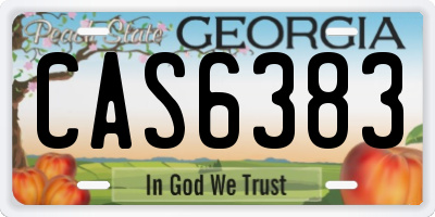 GA license plate CAS6383