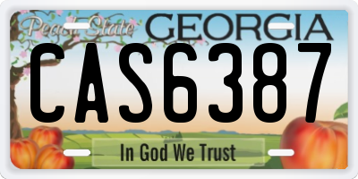 GA license plate CAS6387