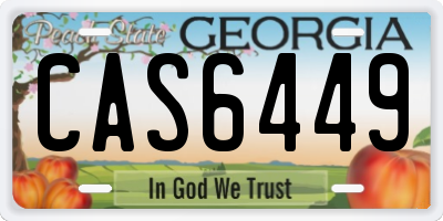 GA license plate CAS6449